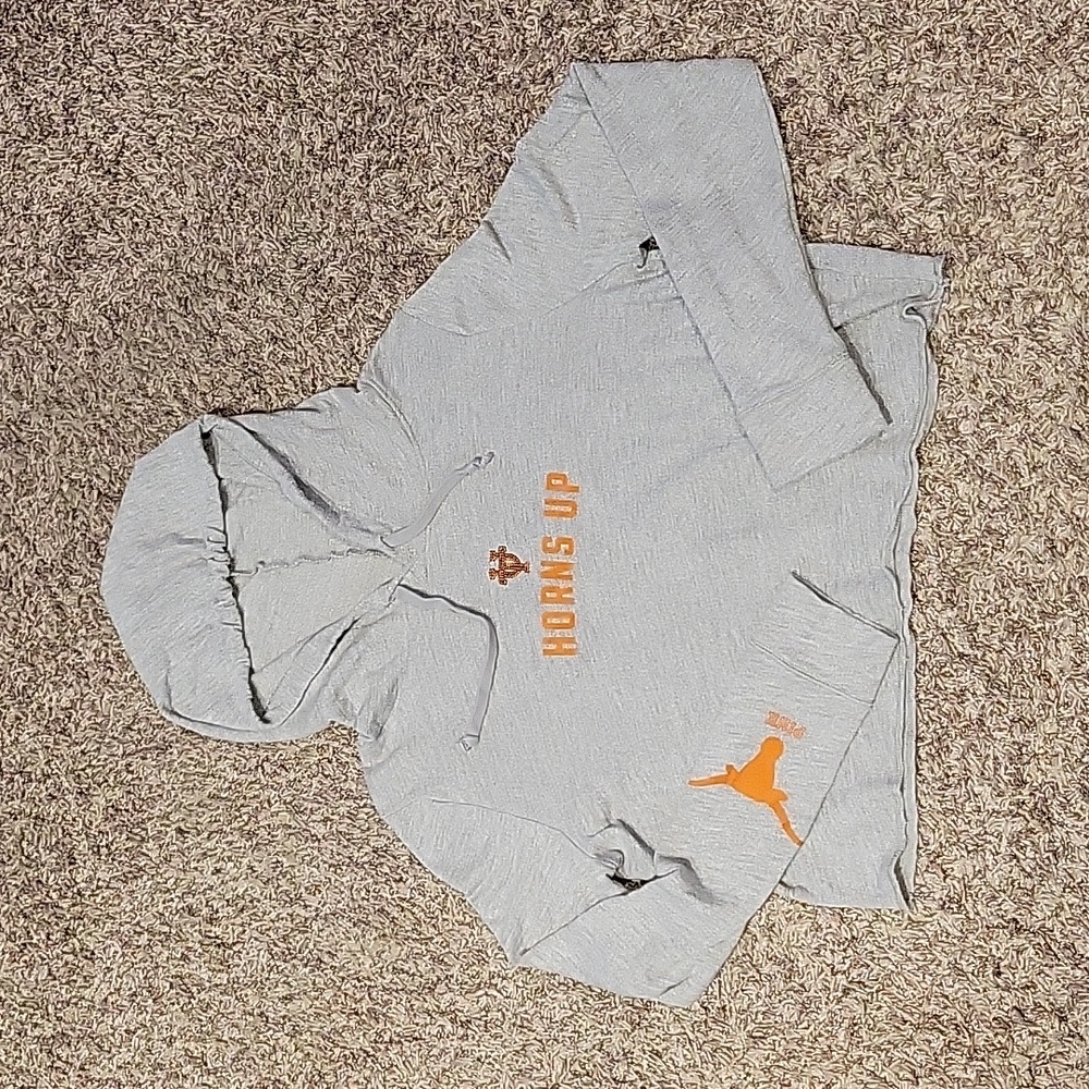 PINK Victoria's Secret Light Gray Hoodie with Orange Print